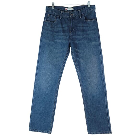 Levis 505 Jeans Boys 20 Regular 30x32 Blue Straight Leg Denim Stretch Adjustable - Picture 1 of 9